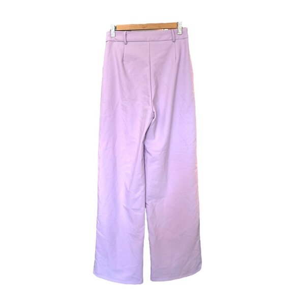 Princess Polly Archer Pleated High Waist Relaxed Leg Tailored Pants Lavender - Picture 2 of 4